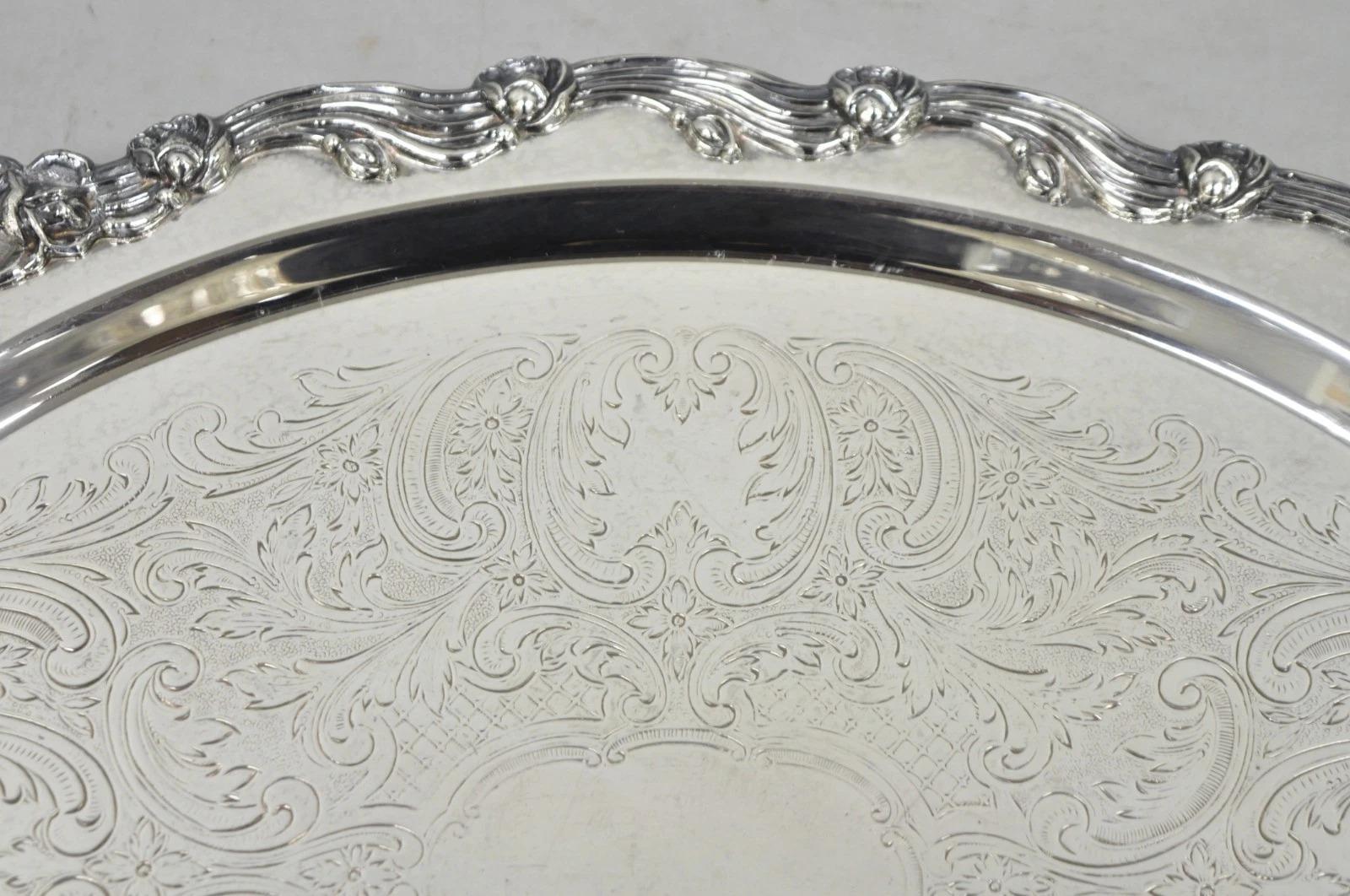 Bandeja ovalada de bar con patas chapada en plata inglesa victoriana de Sheffield con asas en venta 3