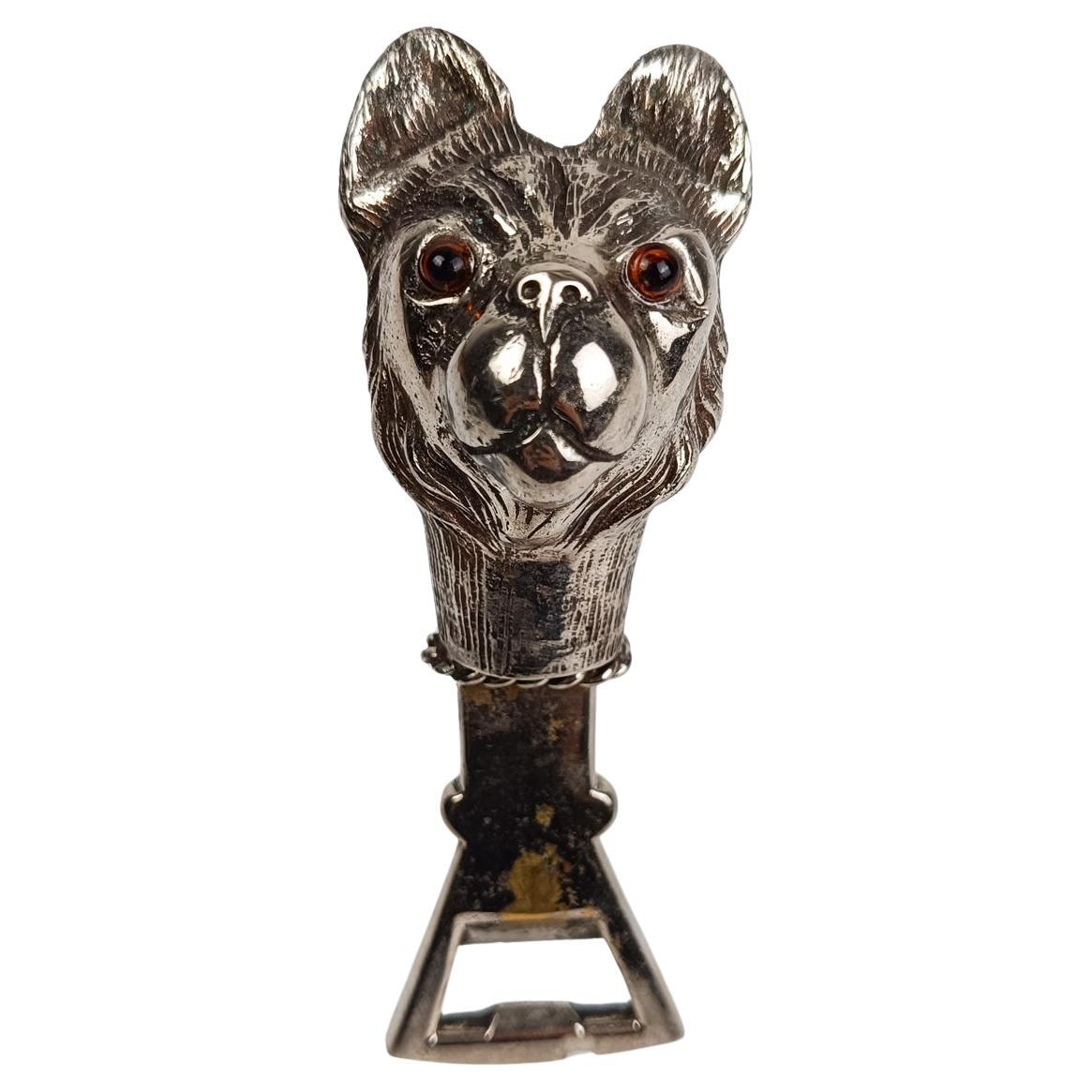 Vintage Sheffield Sculptural bottle opener in the shape of a French Bulldog Head