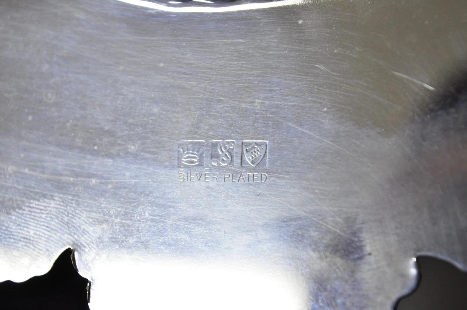 Vintage Sheffield Silver Co. Plat de service à pied en métal argenté Clam Shell en vente 4