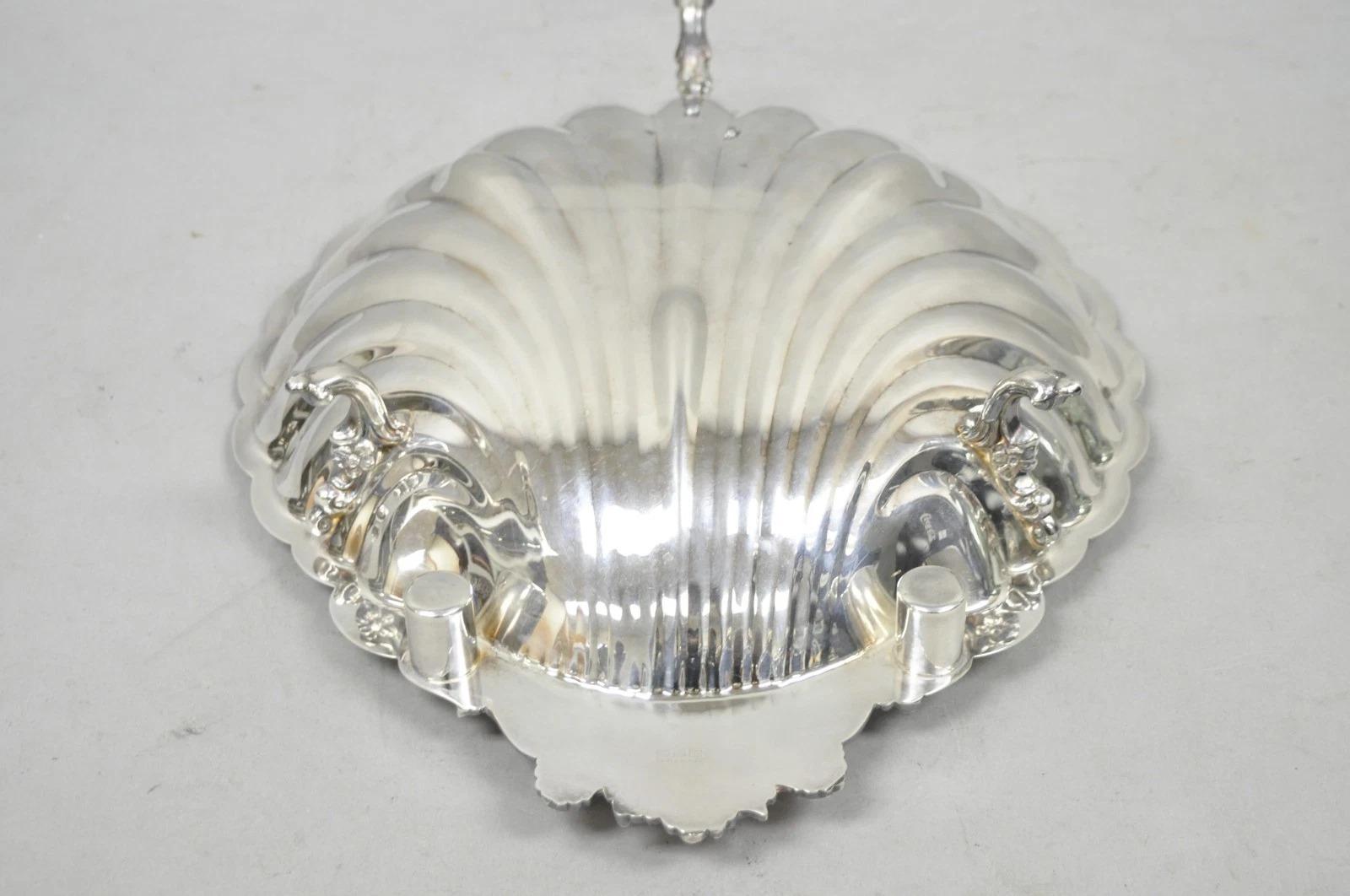 Vintage Sheffield Silver Co. Plat de service à pied en métal argenté Clam Shell en vente 5