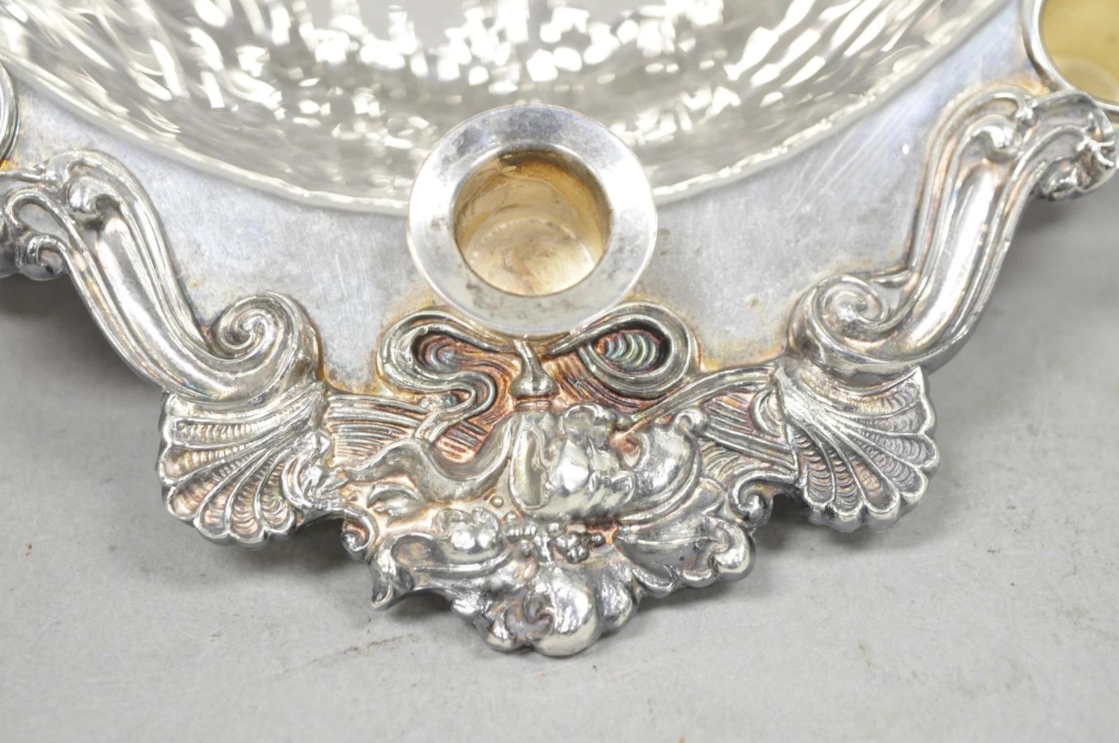 Victorien Vintage Sheffield Silver Co. Plat de service à pied en métal argenté Clam Shell en vente