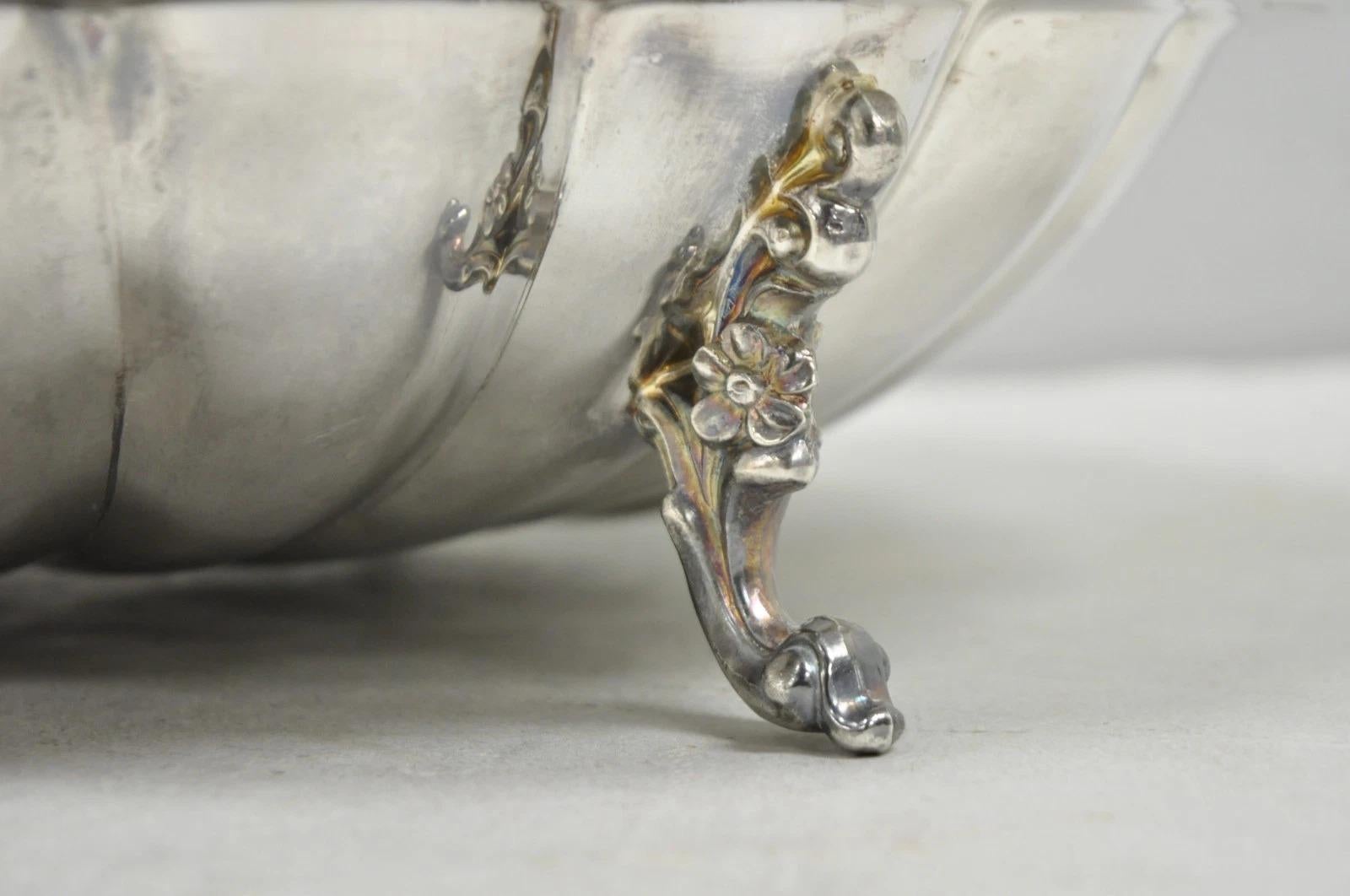 Vintage Sheffield Silver Co. Plat de service à pied en métal argenté Clam Shell en vente 1