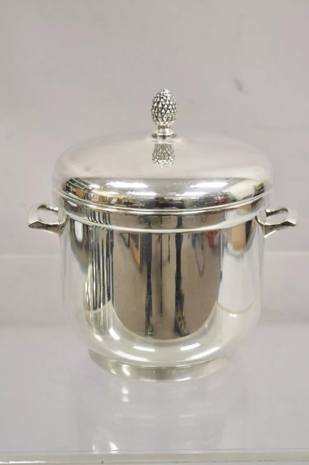 Vintage Sheffield Silver Co. Cubitera con tapa plateada moderna de mediados de siglo en venta 3