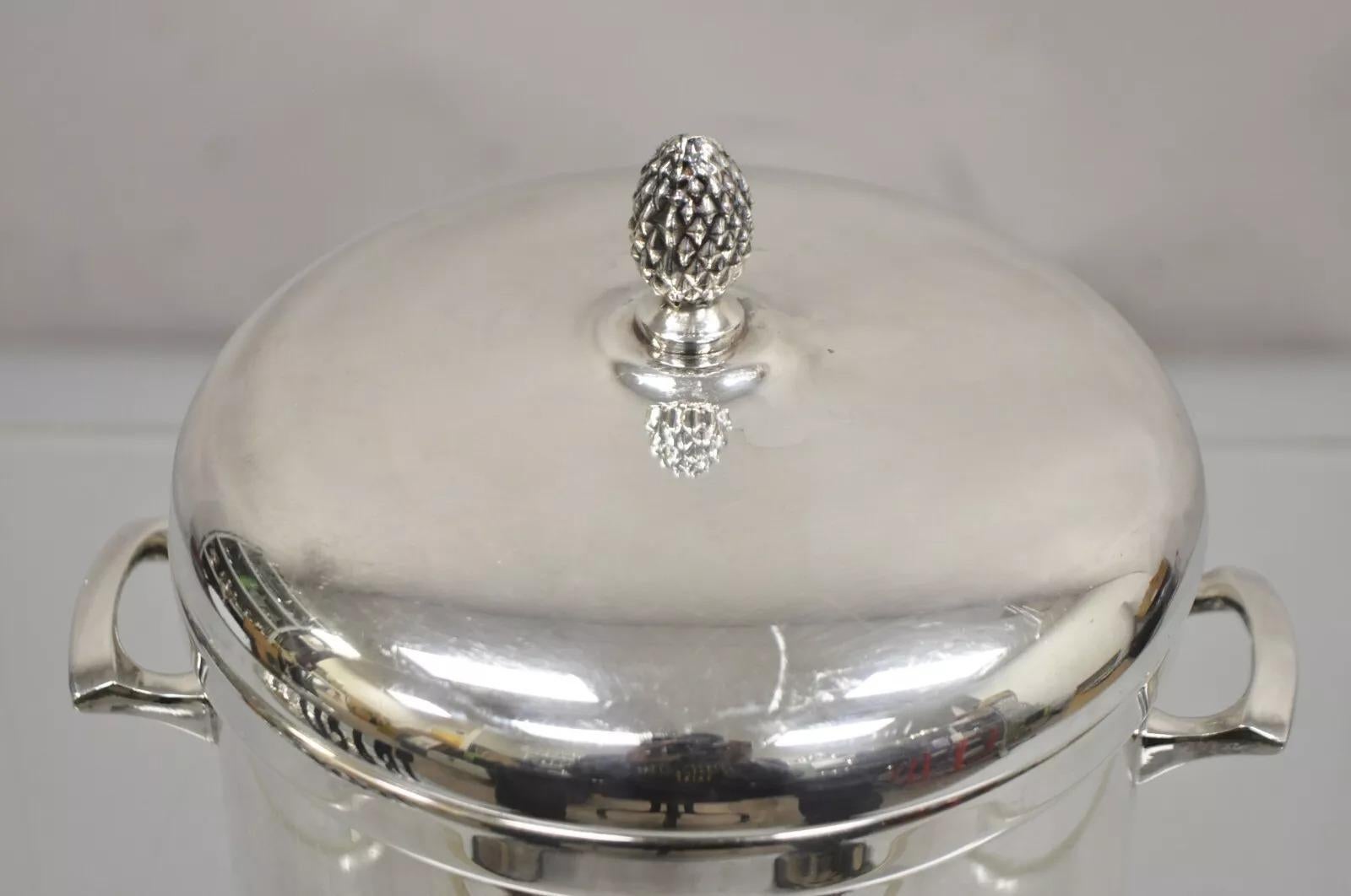 Vintage Sheffield Silver Co. Cubitera con tapa plateada moderna de mediados de siglo Desconocido en venta