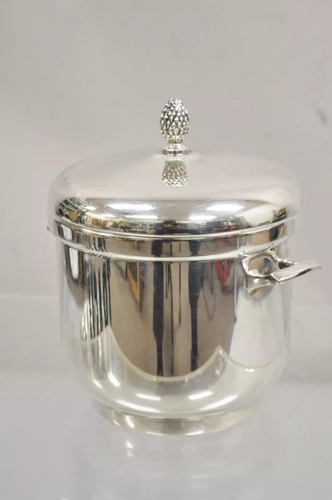 Vintage Sheffield Silver Co. Cubitera con tapa plateada moderna de mediados de siglo en venta 1