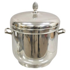 Vintage Sheffield Silver Co. Secchiello per il ghiaccio con coperchio placcato d'argento della metà del secolo scorso