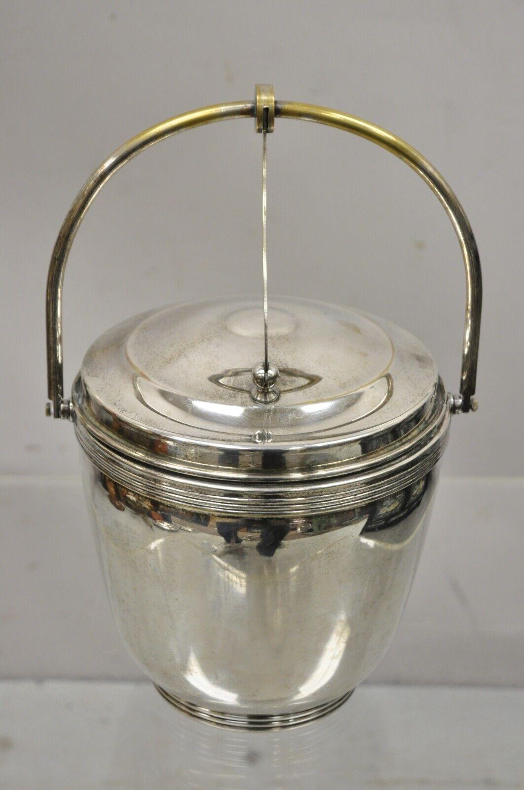 Vintage Sheffield Silver Co. Silver Plate Regency Reticulating Hinge Ice Bucket For Sale 1