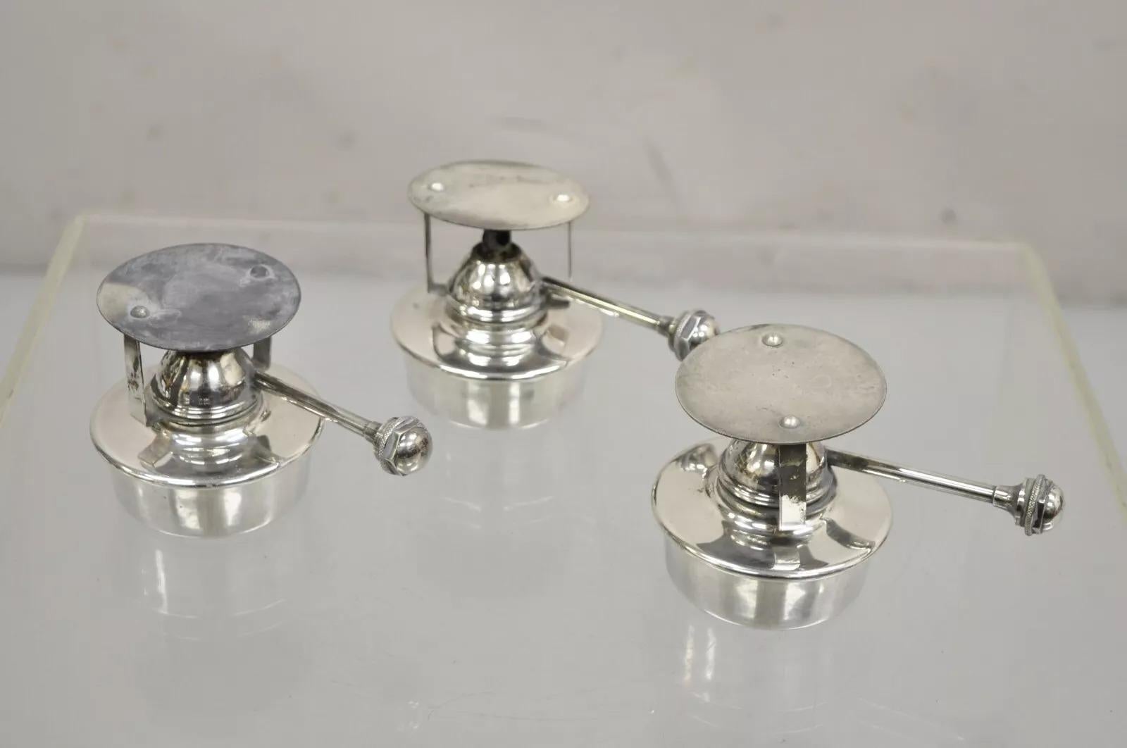 Vintage Sheffield Silver Co Silver Plated 3 Burner Warming Triple Chafing Dish For Sale 4