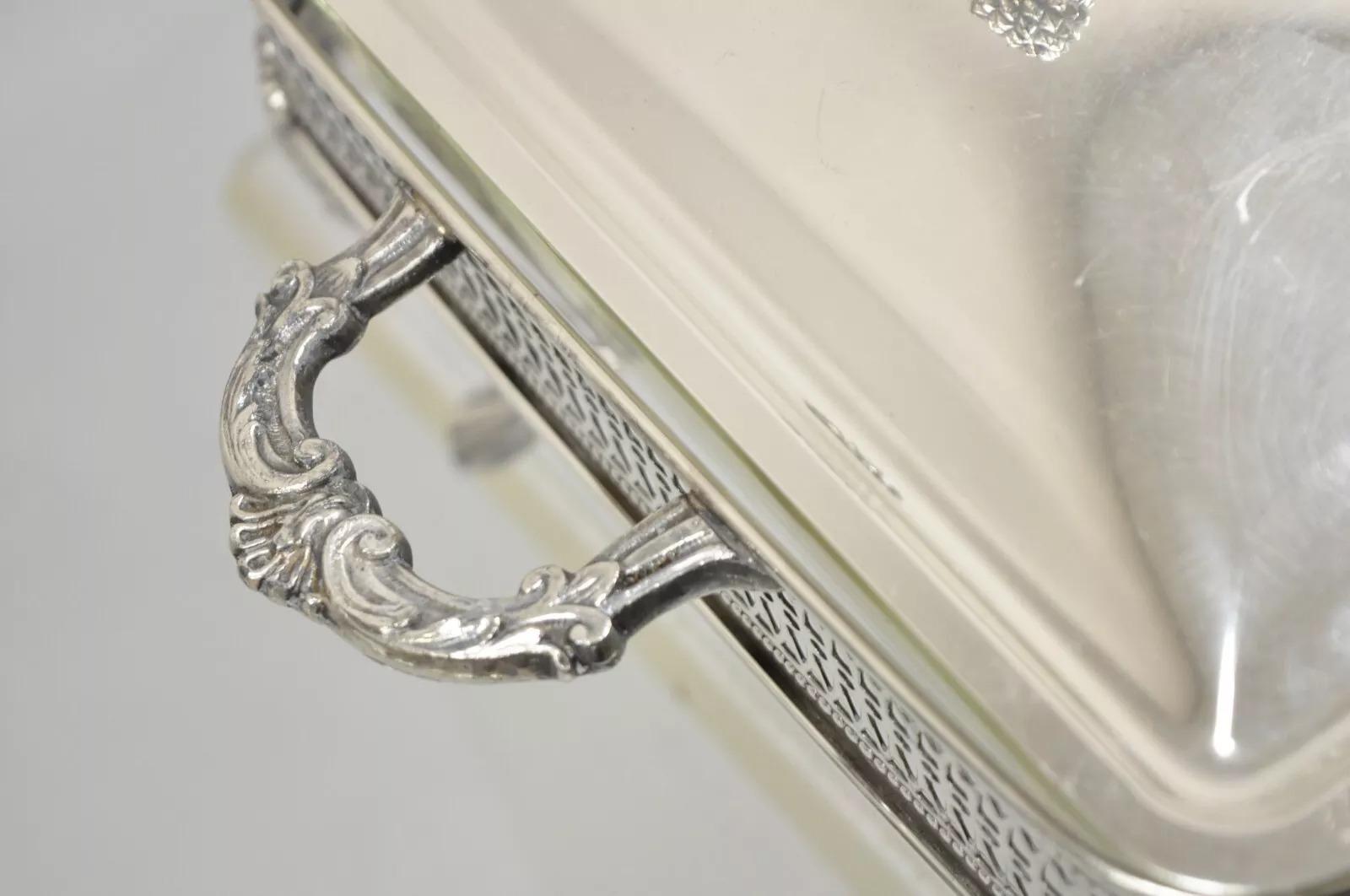 Vintage Sheffield Silver Co Silver Plated 3 Burner Warming Triple Chafing Dish For Sale 7