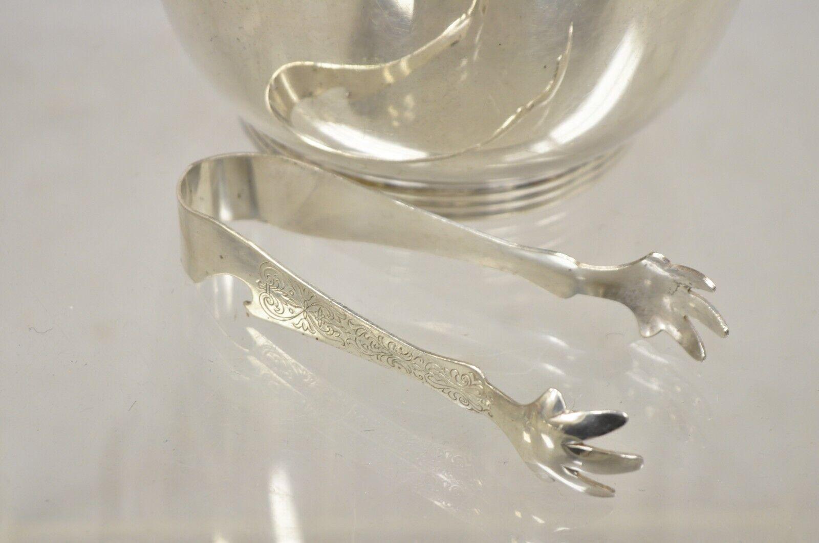 Sheffield Silver Co. Seau à glace en métal argenté avec couvercle à charnière réticulée en vente 5