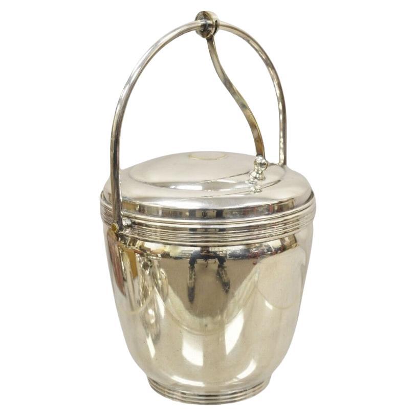 Vintage Sheffield Silver Co. Silver Plated Ice Bucket w/ Reticulated Hinge Lid For Sale