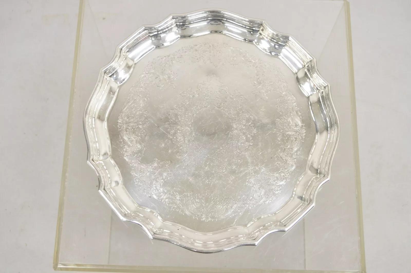 Vintage Sheffield Silver Co. Bandeja victoriana plateada con festones USA en venta 3