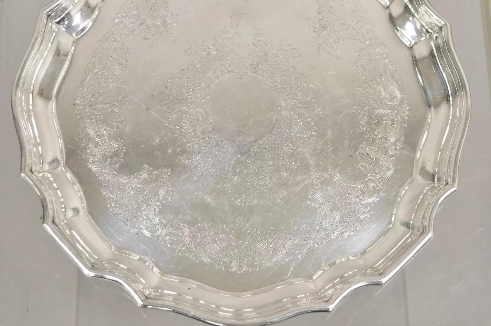 Vintage Sheffield Silver Co. Bandeja victoriana plateada con festones USA Victoriano en venta