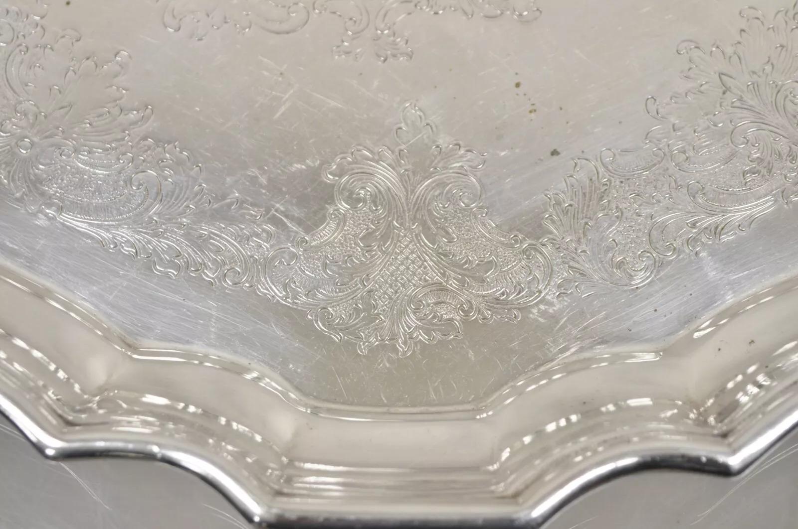 Vintage Sheffield Silver Co. Bandeja victoriana plateada con festones USA Desconocido en venta