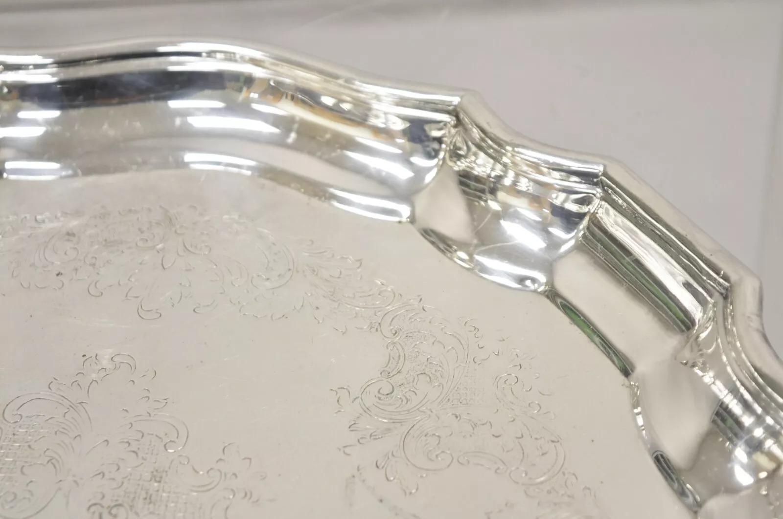 Vintage Sheffield Silver Co. Bandeja victoriana plateada con festones USA siglo XX en venta