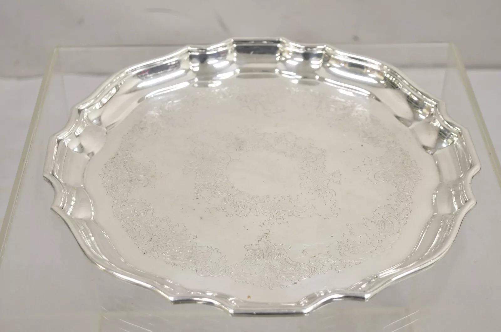 Vintage Sheffield Silver Co. Bandeja victoriana plateada con festones USA en venta 1