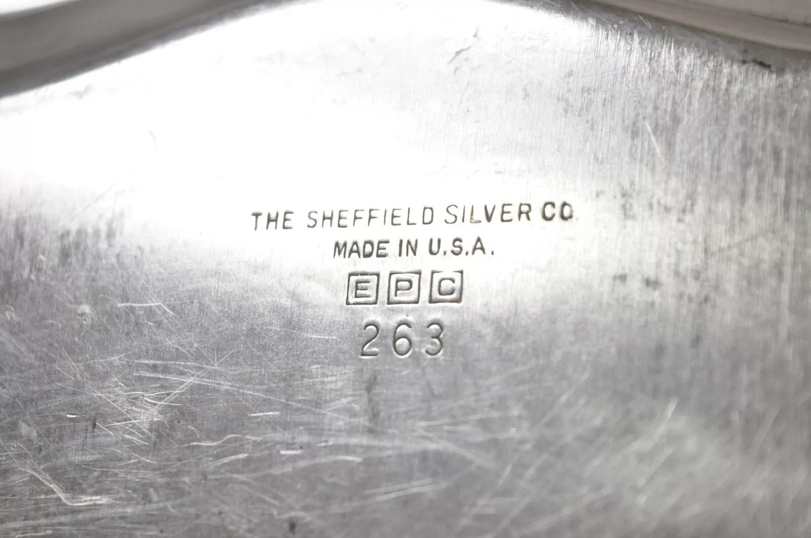 Vintage Sheffield Silver Co. Bandeja victoriana plateada con festones USA en venta 2