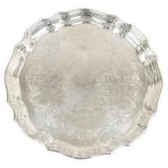 Vintage Sheffield Silver Co. Bandeja victoriana plateada con festones USA