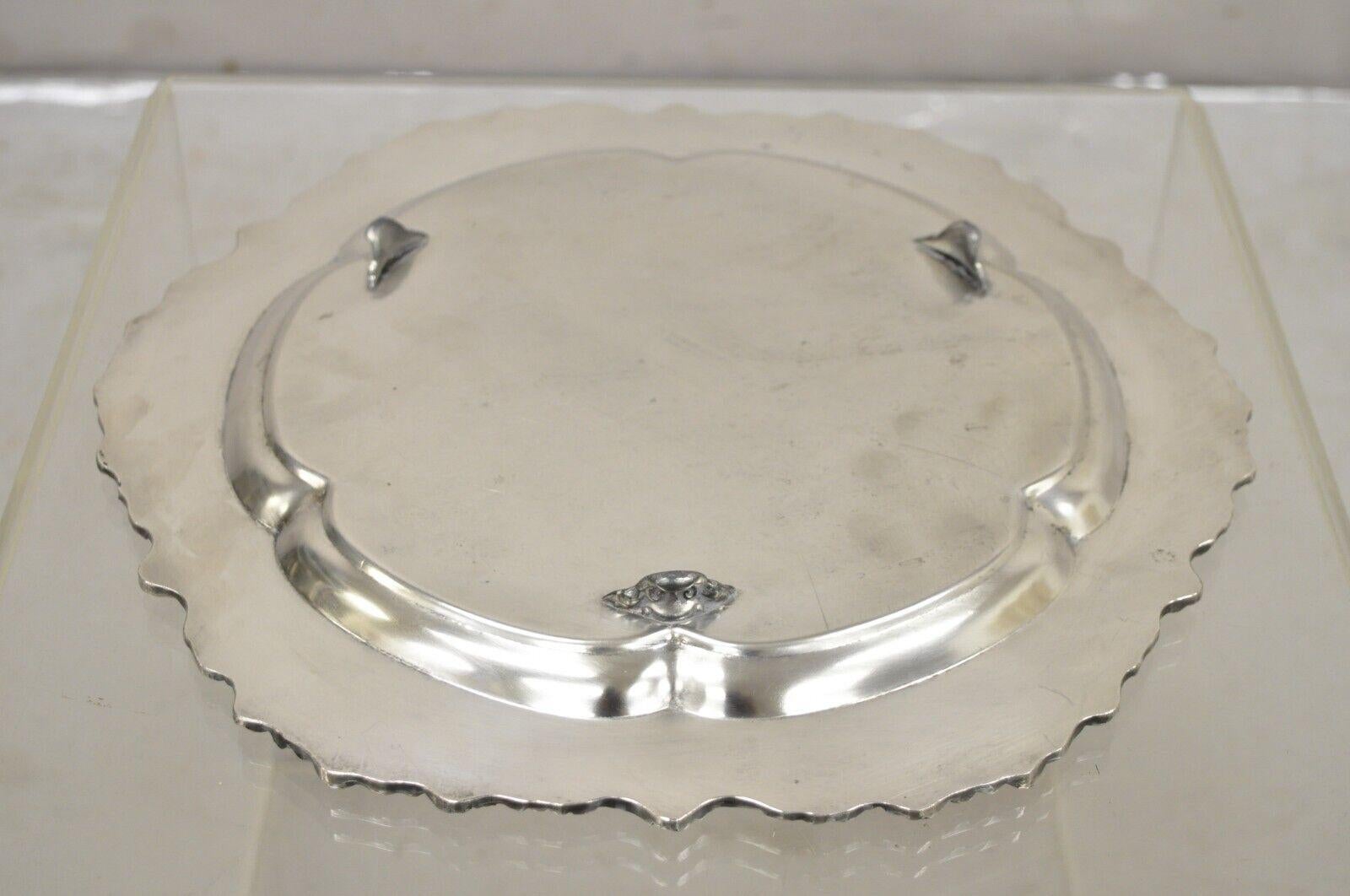 Vintage Sheffield Silver Co USA Victorian Style Silver Plated Round Platter Tray For Sale 4