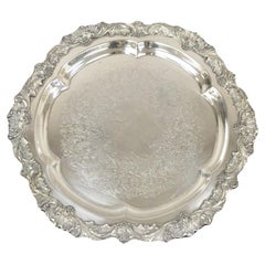 Retro Sheffield Silver Co USA Victorian Style Silver Plated Round Platter Tray