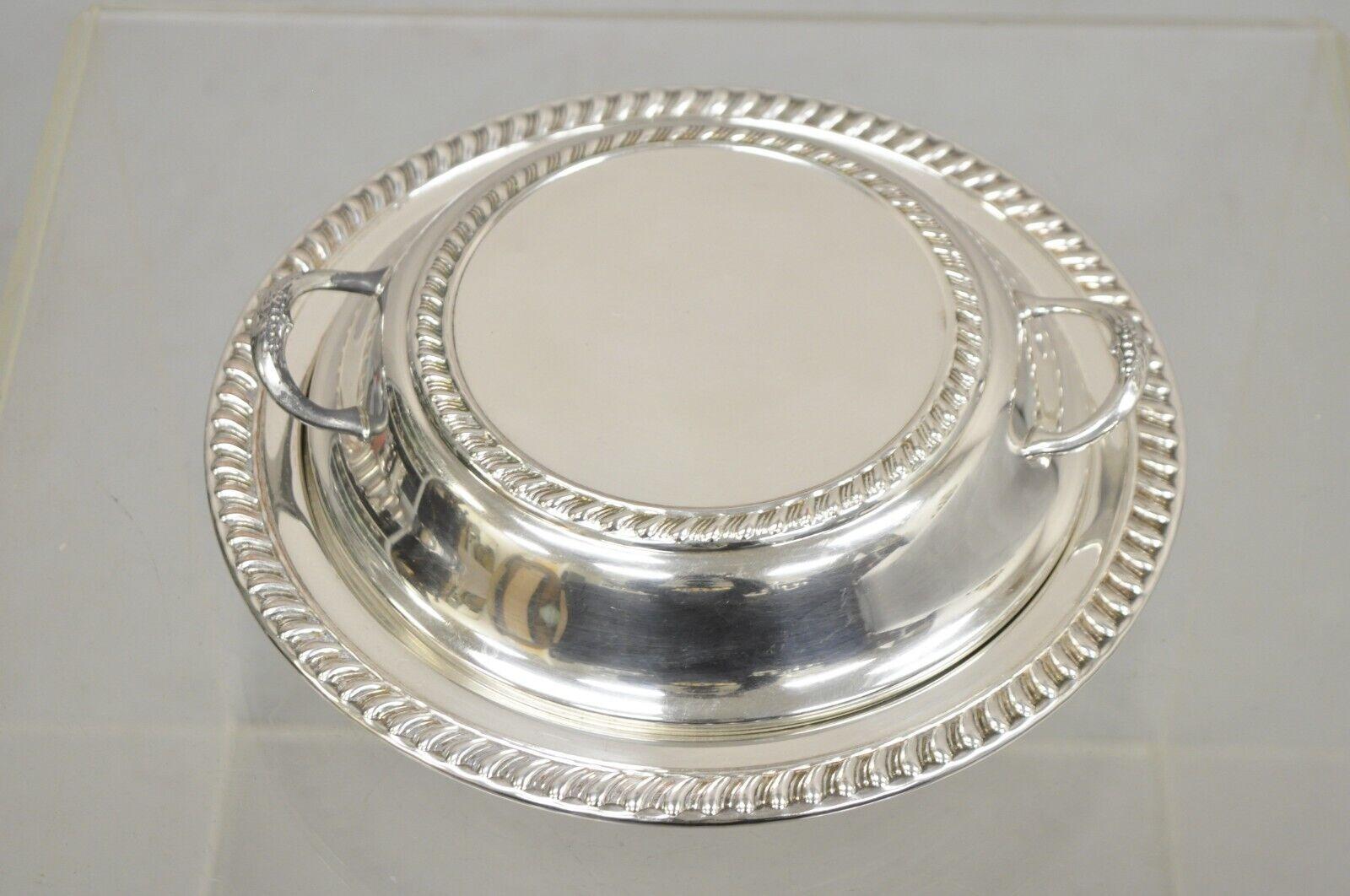 Vintage Sheffield Silber auf Kupfer versilbert Sheridan Lidded Servierplatte im Angebot 3