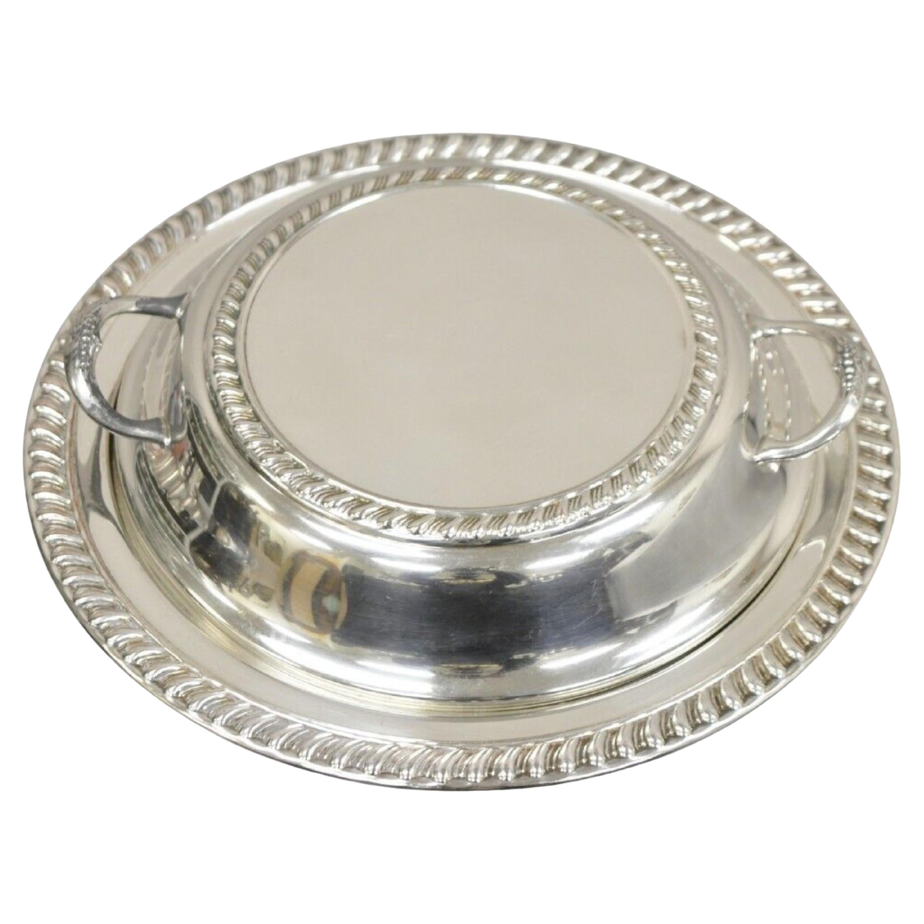 Vintage Sheffield Silver on Copper Silver Plated Sheridan Lidded Serving Dish For Sale