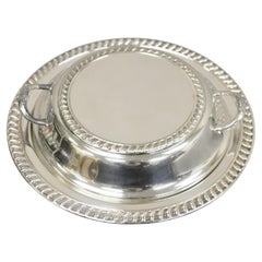 Vintage Sheffield Silver su rame placcato argento Sheridan, piatto da portata con coperchio