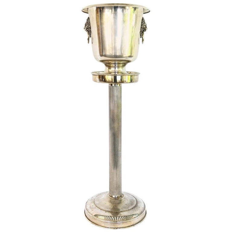 Vintage Sheffield Silver Plate Ice Bucket on Stand at 1stDibs