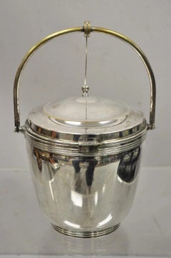 Vintage Sheffield Silver Plated MCM Modern Reticulating Hinge Bar Ice Bucket