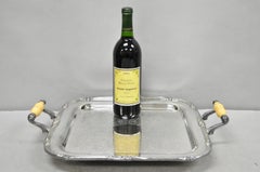 Vassoio da bar quadrato placcato argento vintage di Sheffield con manici in celluloide