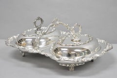 Vintage Sheffield Silver Plated Victorian Double Buffet Serving Dish Platter