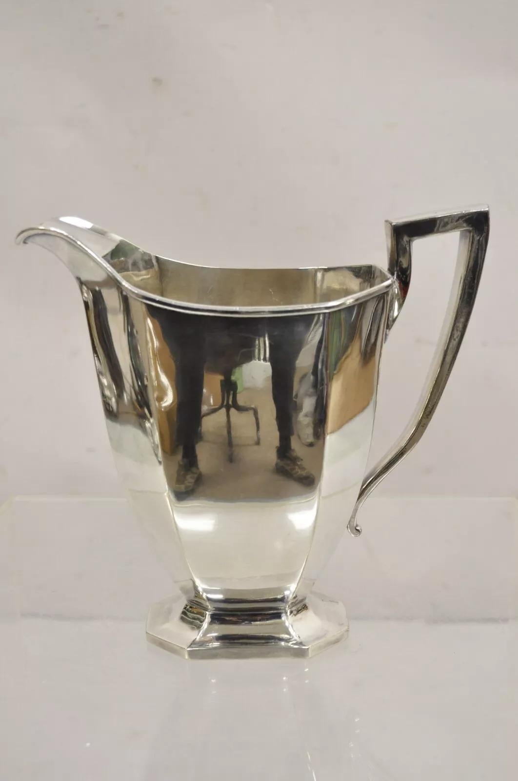 Jarra de agua chapada en plata Art Decó Vintage Sheffield USA. Principios del siglo XX. Medidas: 9,5