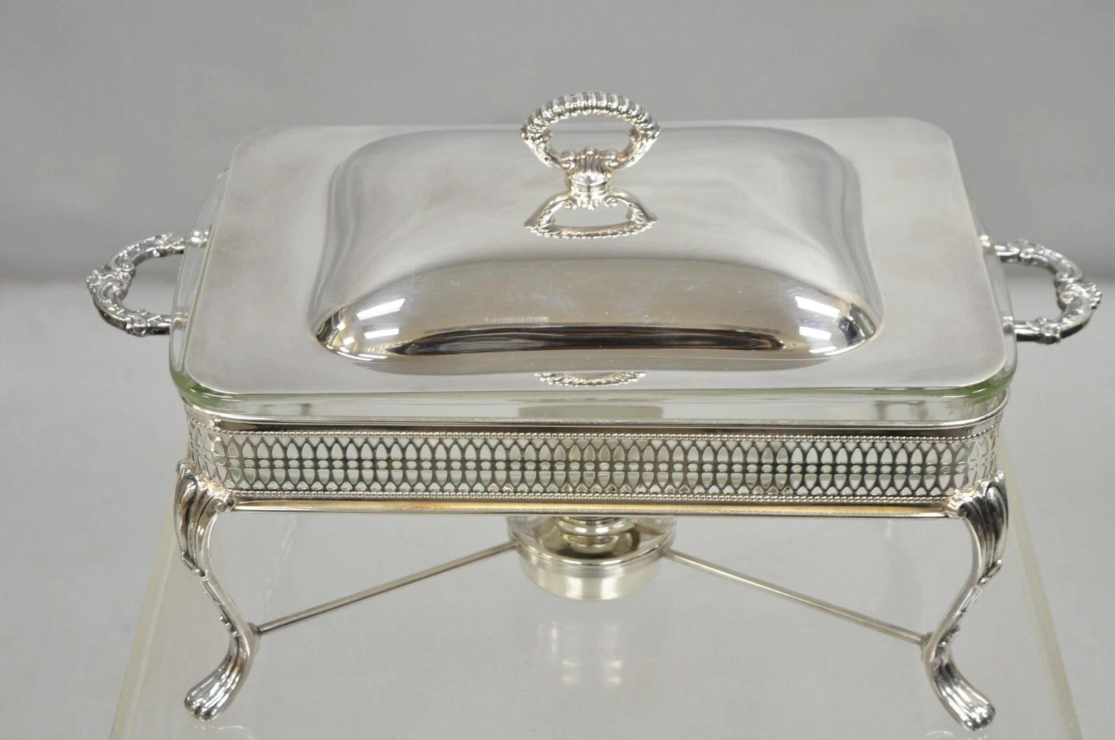 Autre Vintage Sheffield USA Victorian Silver Plated Chafing Dish Buffet Food Warmer en vente
