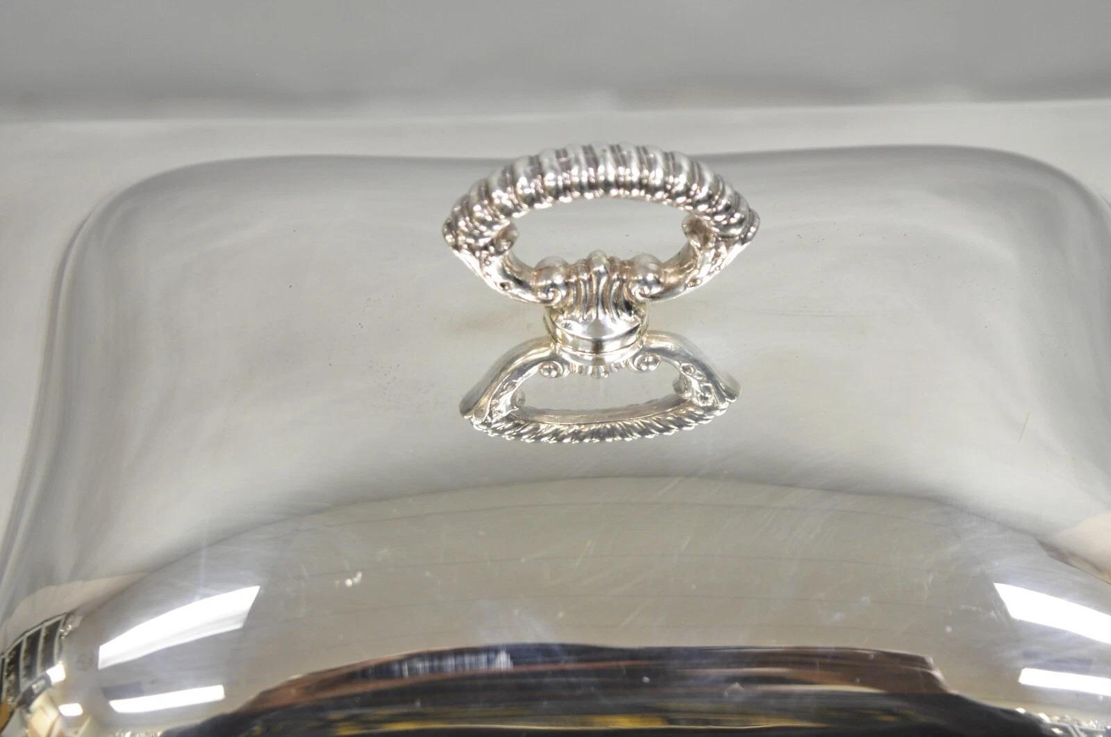Inconnu Vintage Sheffield USA Victorian Silver Plated Chafing Dish Buffet Food Warmer en vente