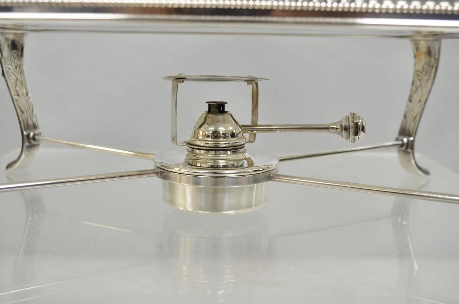 Plaqué argent Vintage Sheffield USA Victorian Silver Plated Chafing Dish Buffet Food Warmer en vente