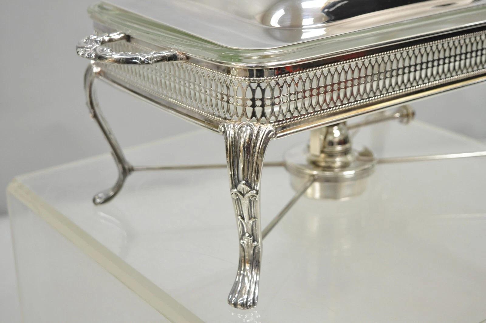 Vintage Sheffield USA Victorian Silver Plated Chafing Dish Buffet Food Warmer en vente 1
