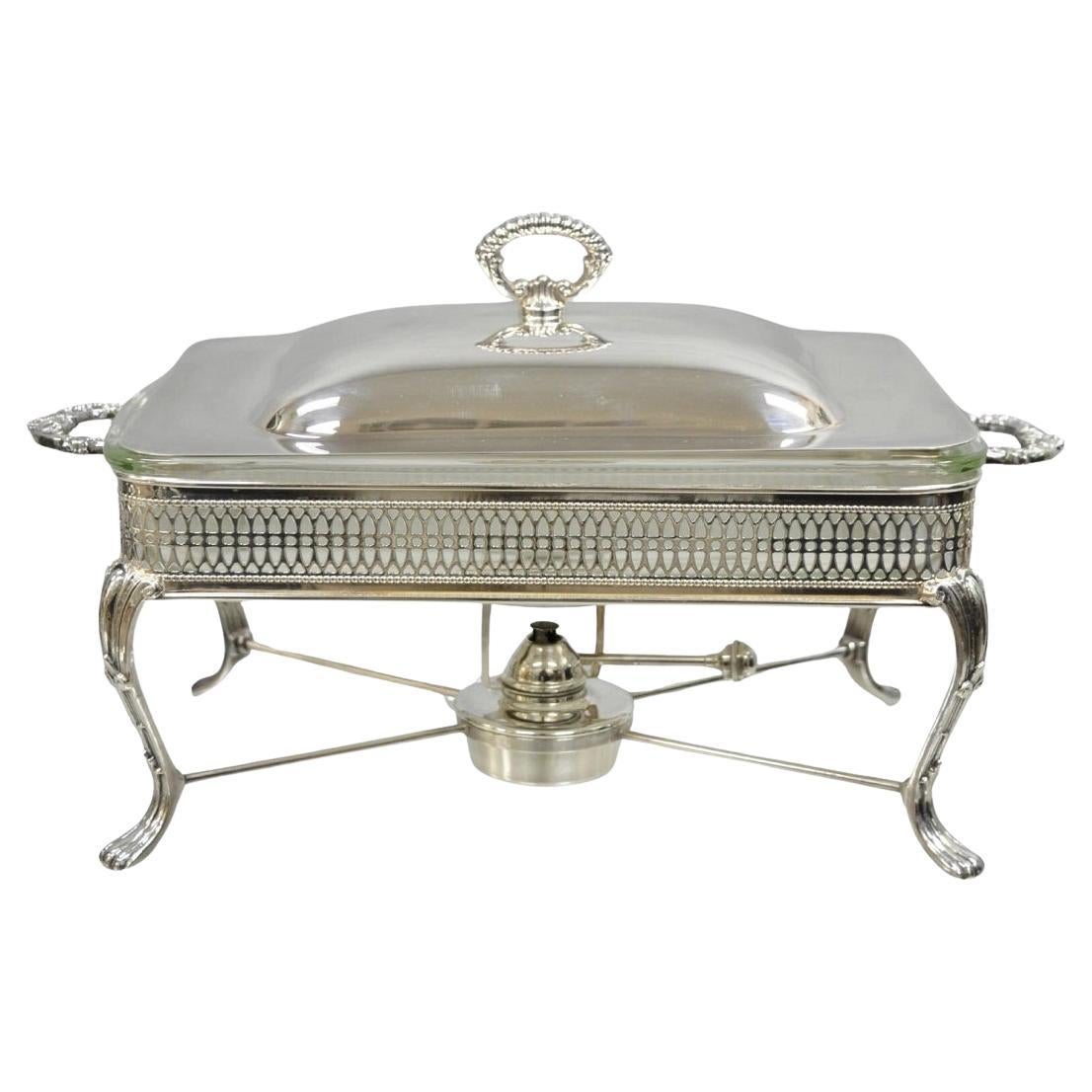 Vintage Sheffield USA Victorian Silver Plated Chafing Dish Buffet Food Warmer