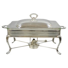 Vintage Sheffield USA Victorian Silver Plated Chafing Dish Buffet Food Warmer