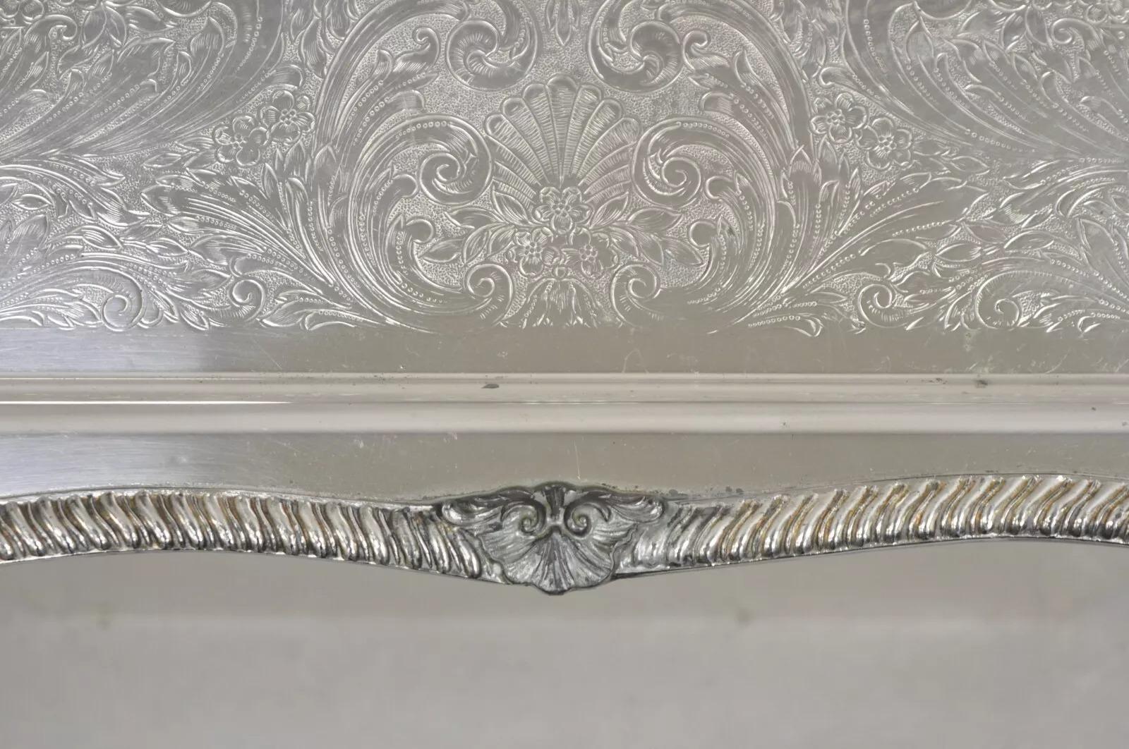 Vintage Sheffield Victorian Ornate Silver Plated Serving Platter Tray (Vassoio) in vendita 1