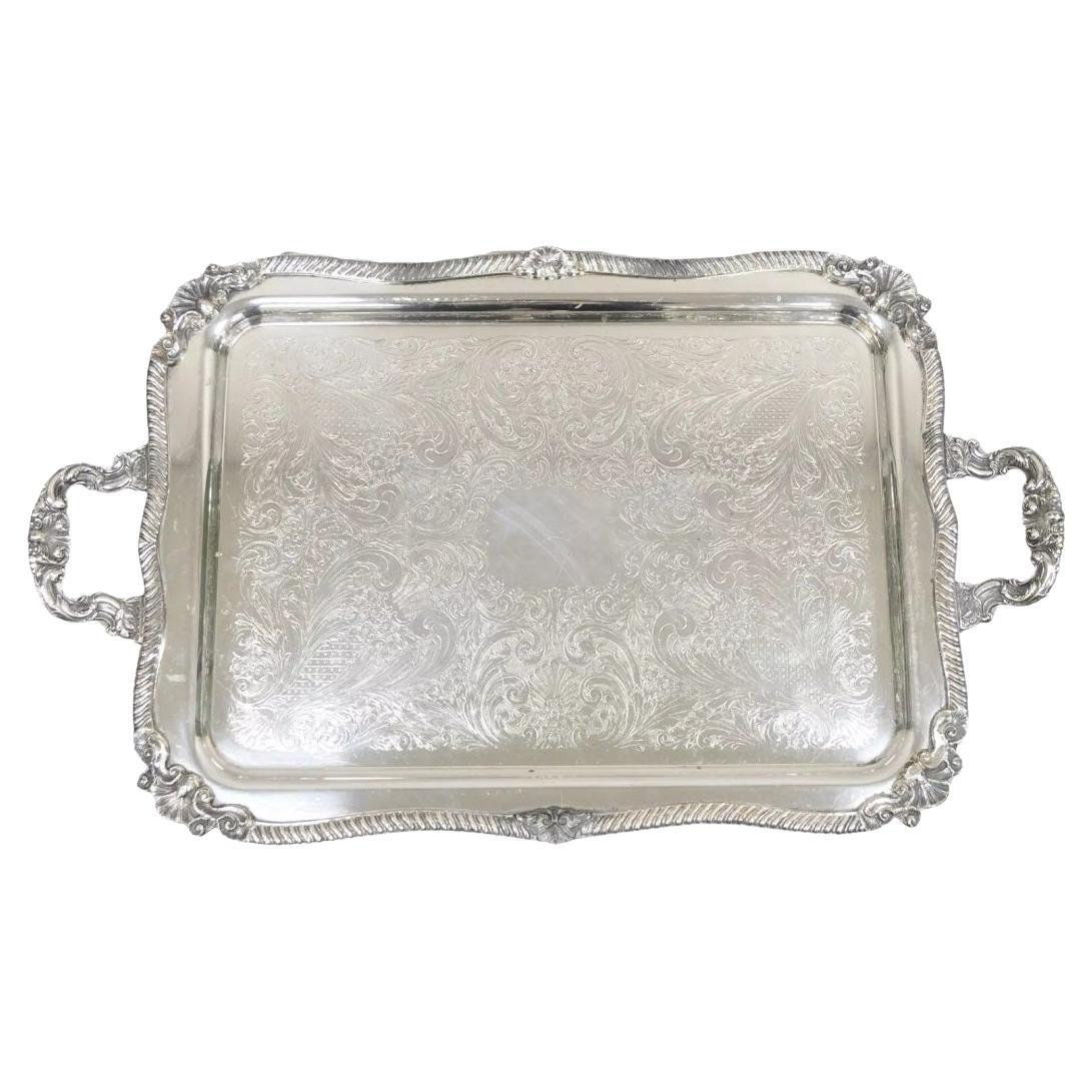 Bandeja Sheffield Victoriana Ornamentada Bandeja de plata para servir