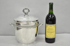 Vintage Sheffield Victorian Silver Plated Glass Lined Bar Ice Bucket w/ Lid