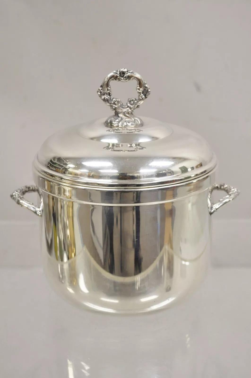 Secchiello per il ghiaccio a due manici con coperchio, vintage Sheffield Victorian Silver Plated in vendita 2