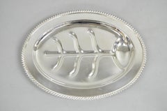 Vintage Sheffield Victorian Silver Plated Meat Cutlery Oval Serving Platter Tray