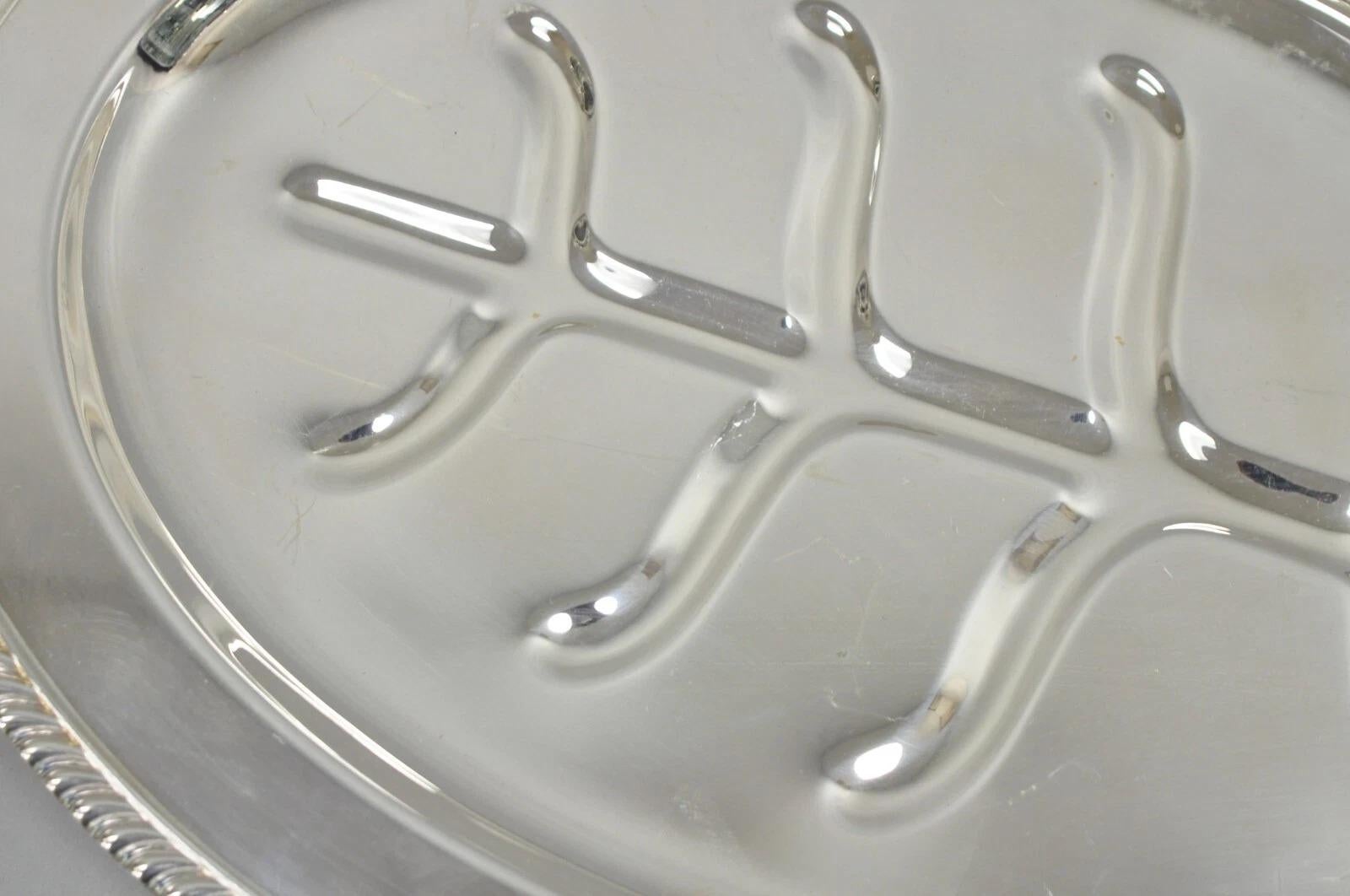 Vintage Sheffield Victorian Silver Plated Meat Cutlery Oval Serving Platter Tray Victoriano en venta