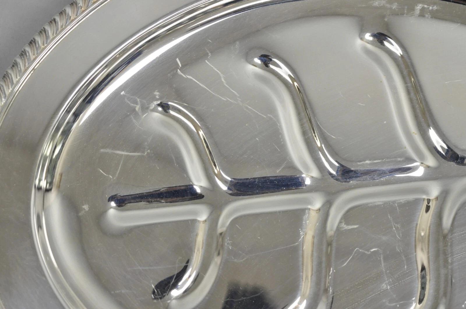 Vintage Sheffield Victorian Silver Plated Meat Cutlery Oval Serving Platter Tray en Bueno estado para la venta en Philadelphia, PA