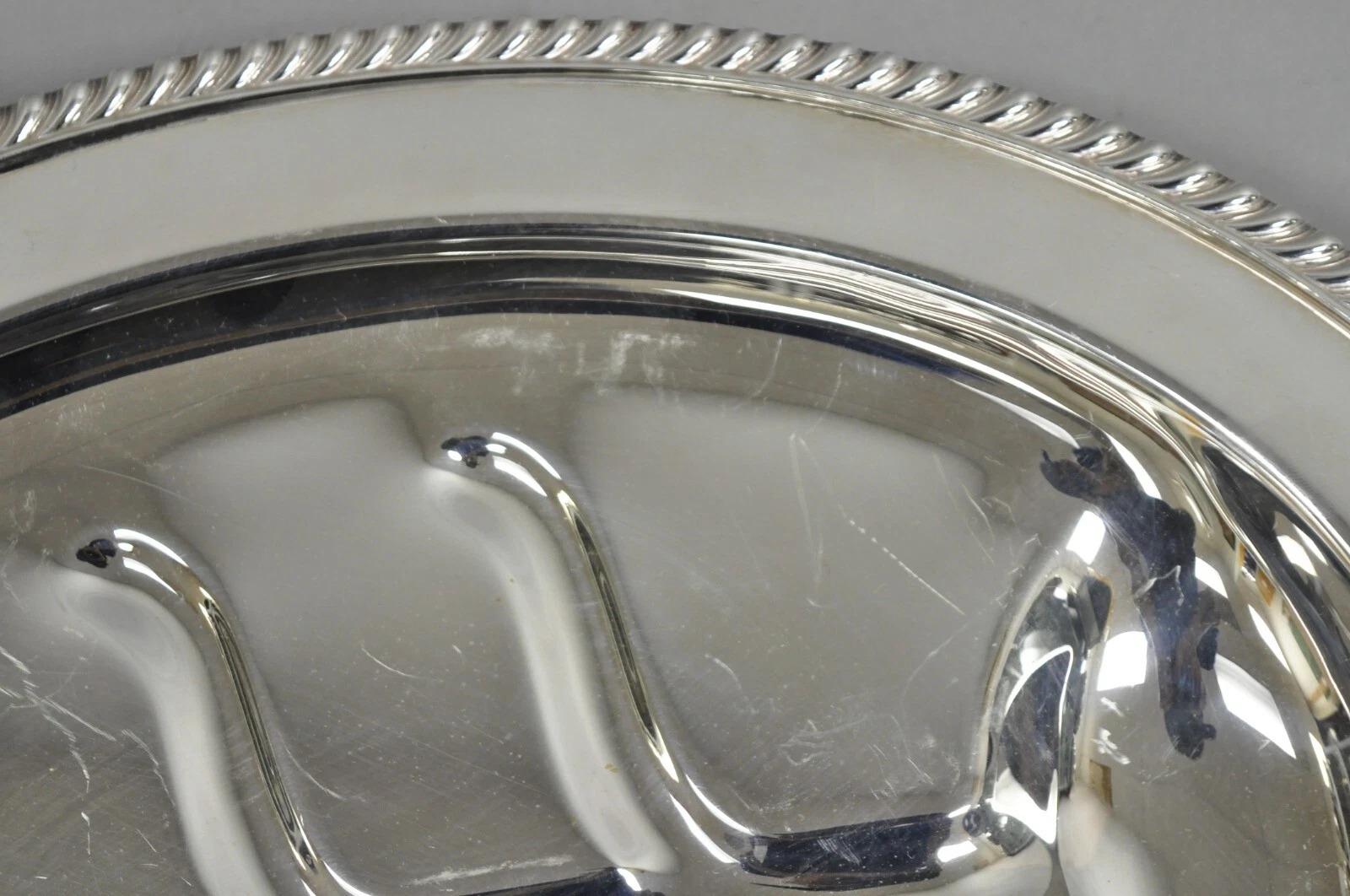 Vintage Sheffield Victorian Silver Plated Meat Cutlery Oval Serving Platter Tray siglo XX en venta
