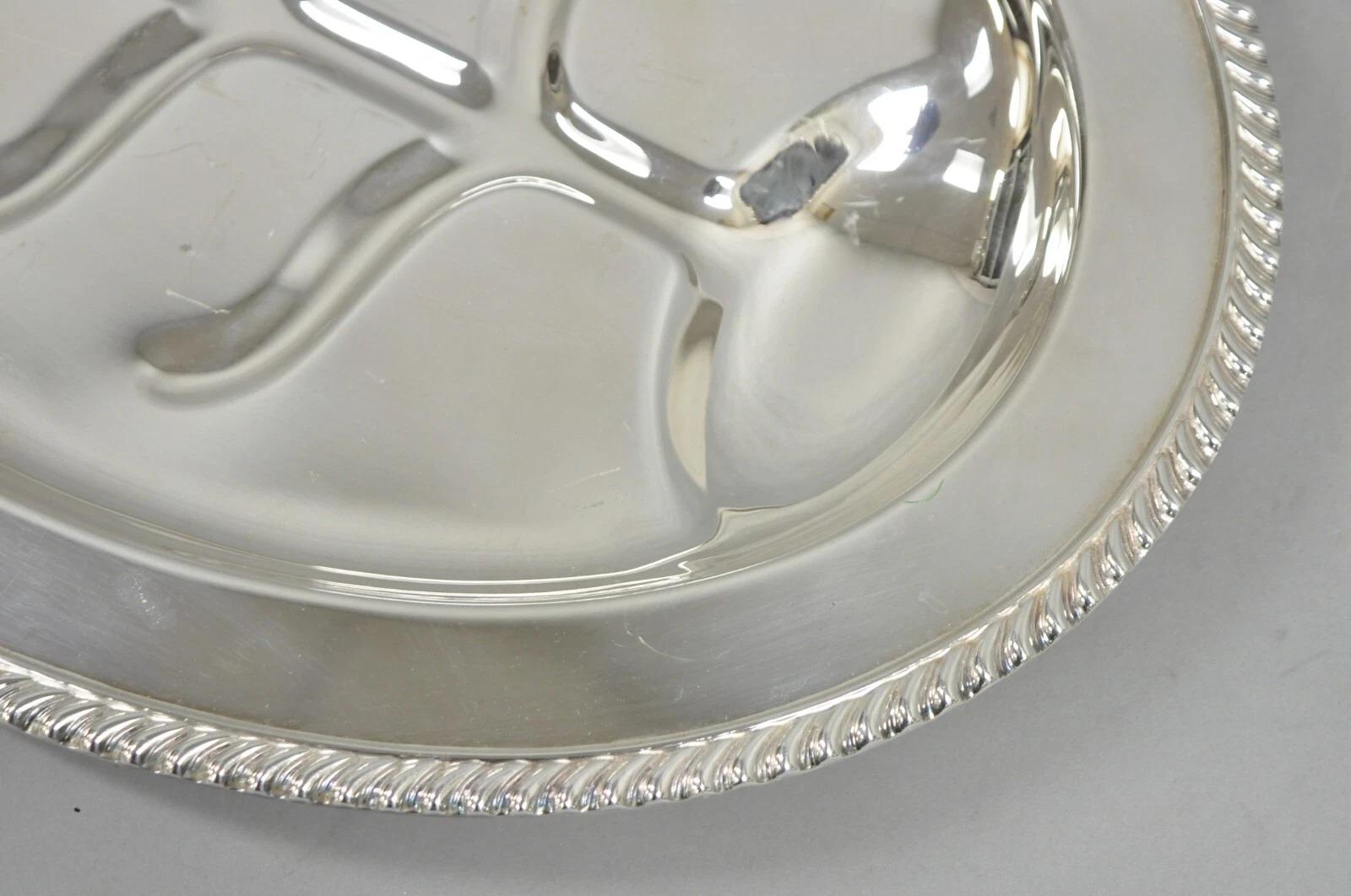 Vintage Sheffield Victorian Silver Plated Meat Cutlery Oval Serving Platter Tray Chapado en plata en venta