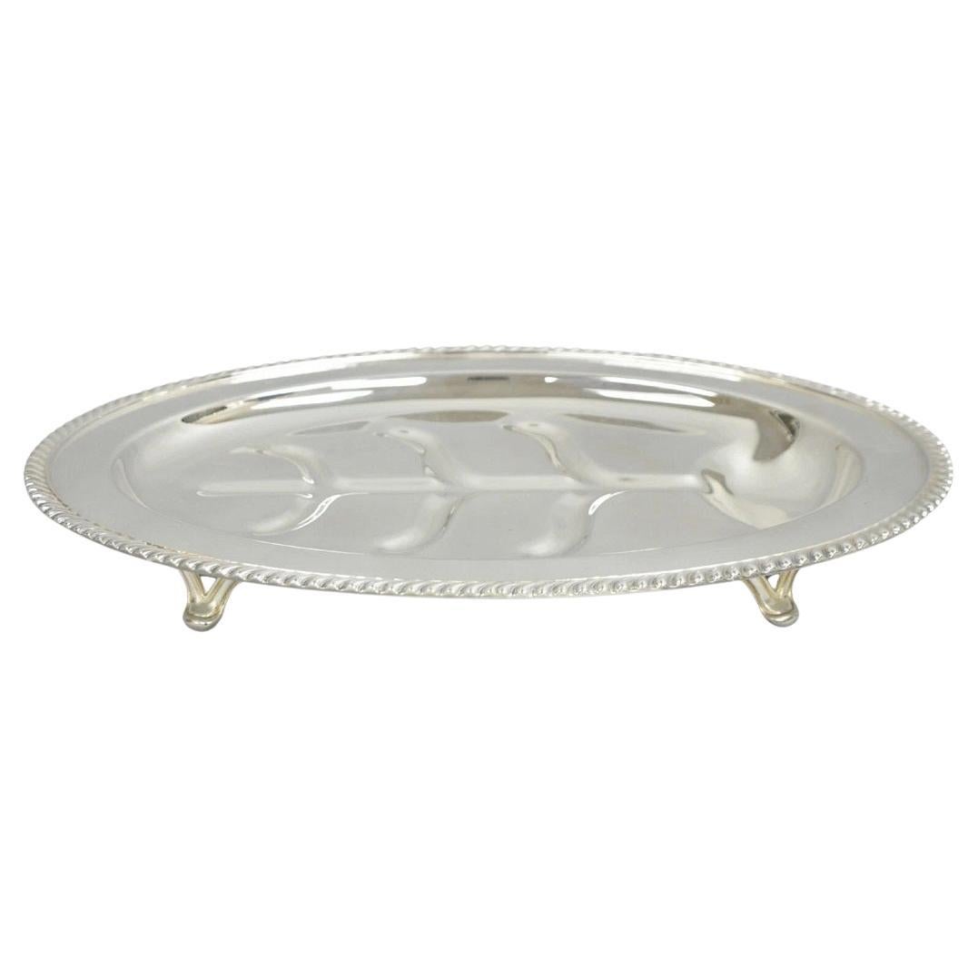 Vintage Sheffield Victorian Silver Plated Meat Cutlery Oval Serving Platter Tray