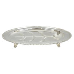Vintage Sheffield Victorian Silver Plated Meat Cutlery Oval Serving Platter Tray