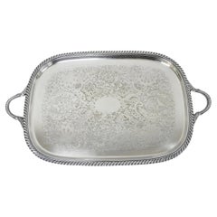Vintage Sheffield Victorian Silver Plated Twin Handle Bar Serving Platter Tray
